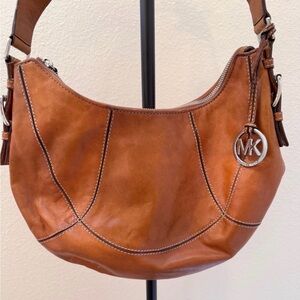 Vintage Michael Kors Brown Leather Hobo Handbag